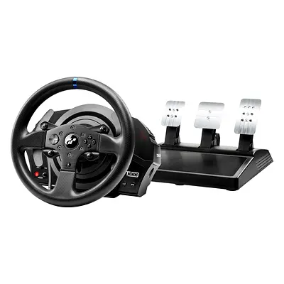 Logitech-style Force Feedback Racing Wheel with 3 Pedals (PC/Console Compatible)
