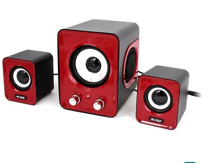Compact 2.1 Computer Speakers with Subwoofer - Red