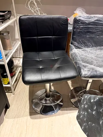 Set of 3  Black Adjustable Bar Stools with Footrest - Good Condition