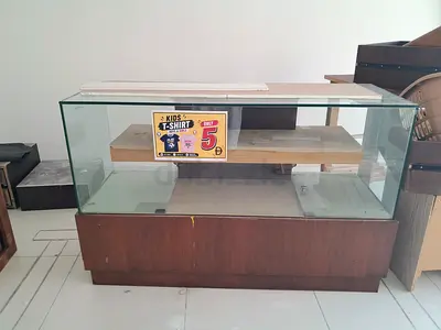 Glass Display Counter with Wooden Base - Used Retail Showcase