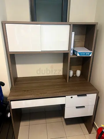 Modern Study / Office Desk with Top Hutch & Drawers - Excellent Condition