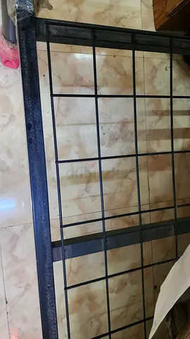 Metal Bed Headboard / Footboard - Black Grid Design