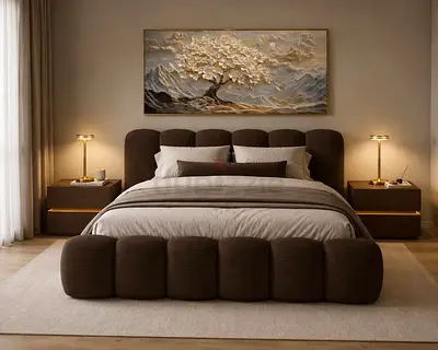 Modern Upholstered Bed Set with Nightstands