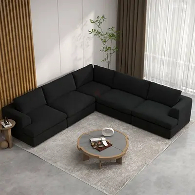 Get the brand new L shape black color sofa available