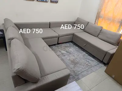 Spacer 3-seater fabric corner sofa bed with storage - beige. Urgent sale. 2nos.