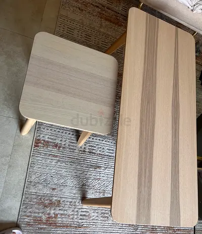Light wood nesting side table / coffee table set - big table 47*18cm , small table 18*18 cm