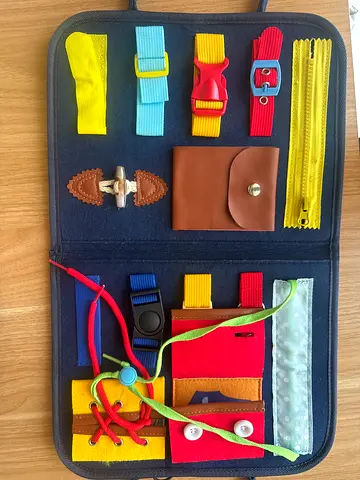 Handmade Busy Board - Dressing Skills Practice for Toddlers