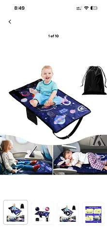 Never used Portable baby travel changing mat with space-themed print and storage pouch