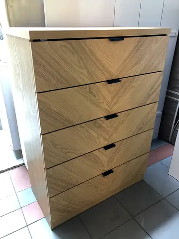 Light Oak 5-Drawer Chest of Drawers - Good Condition