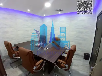 Office for annual rent—partitioned and renovated with interior décor—located in Horizon Towers (Tower D), Ajman.