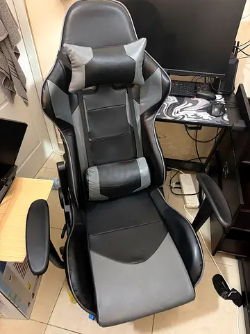 Black and Grey Gaming/Office Reclining Chair with Lumbar and Neck Support