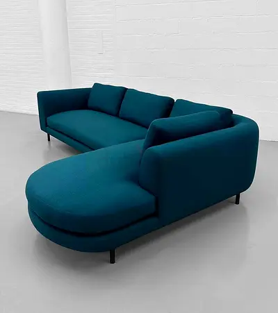 Modern teal L-shaped chaise sofa
