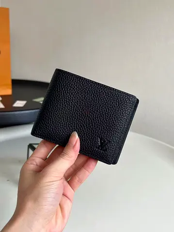 Black leather bi fold LV logo