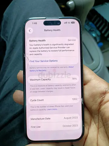 iPhone 15 Pro (titanium black) - 78% Battery Health, Used - Good Screen