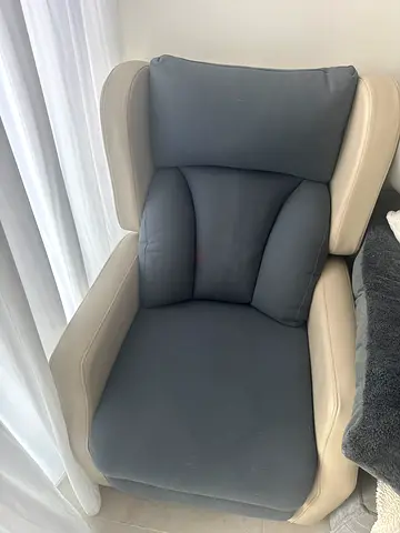 Comfortable gray and beige recliner armchair - good condition