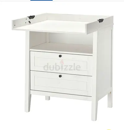 White Baby Changing Table with Two Drawers