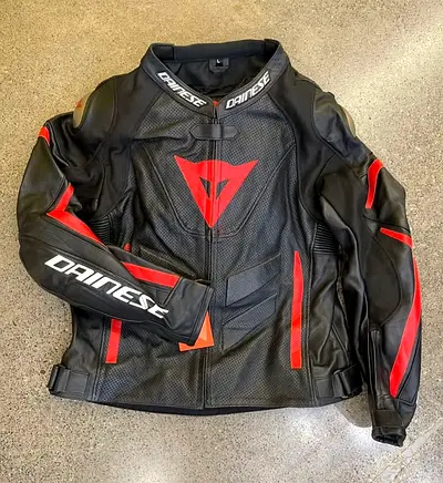 Dainese Black & Red Leather Motorcycle Jacket