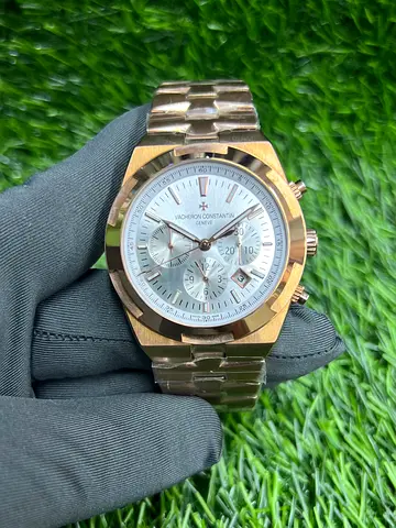 Vacheron Constantin-style Rose Gold Chronograph Men's Watch