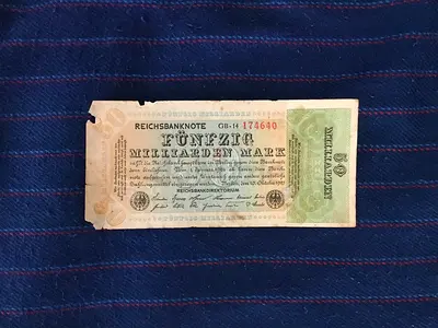 RARE VINTAGE 1923 GERMANY 50 Milliarden Mark Reichsbanknote