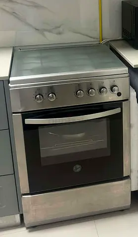 Stainless Steel Freestanding Electric Cooker with Glass Hob and Oven