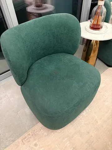 3 Green upholstered accent chair in good condition.