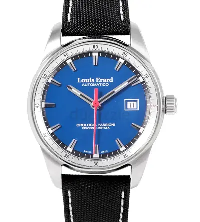 Louis Erard Automatic Men's Watch with Blue Dial and Fabric Strap
