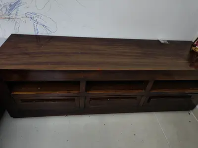 Wooden TV Console / Entertainment Unit - Dark Brown, 6 Compartments