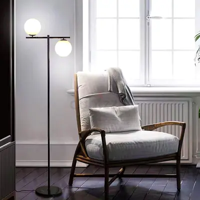 Modern Minimalist Floor Lamp with Dual Orb Lights