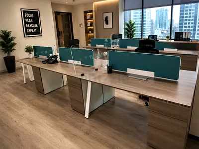 Modern 6-Seat Office Workstation Desks with Storage and Dividers