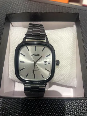 Casio men’s black stainless steel square dress watch