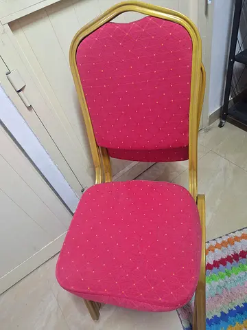 Set of 2 Gold Frame Chair . Padded seat and back, stackable, metal frame