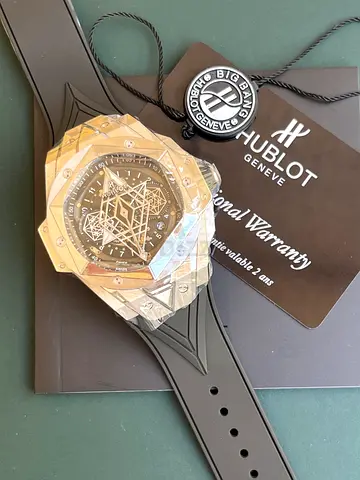 Hublot Big Bang Sang Bleu II watch featuring a striking geometric, tattoo-inspired