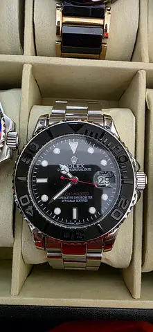Stainless Steel Men's Yacht Master Watch - Black Dial