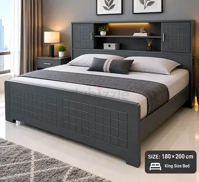 Brand-new King size wooden bed frame with Mattress Available