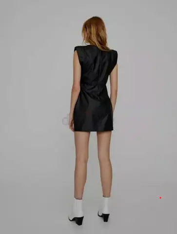 Black Sleeveless Mini Dress - Structured Shoulder, Size S