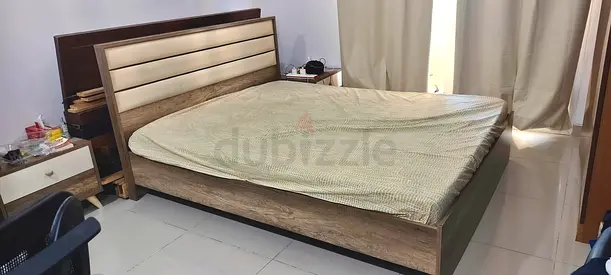 160x200 cm Queen bed frame with upholstered headboard with mattress for sale.