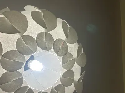 Modern white decorative pendant ceiling light - floral disc design