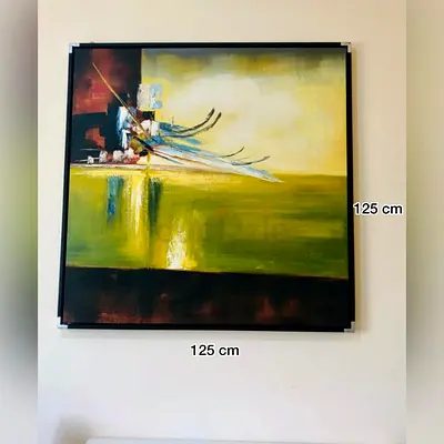 Large Abstract Framed Canvas Painting 125x125 cm