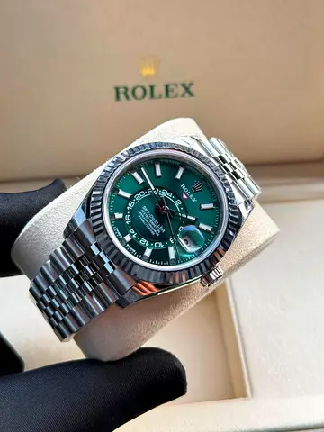 Rolex sky Dweller mint green watch