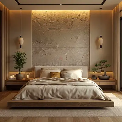 Minimalist Low Platform Bed with Integrated Side Tables (King/Queen)
