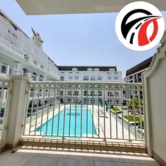 Spacious 1bhk fully fitted kitchen appliances/ 2 balconies with pool side view/ spacious layout/ lux