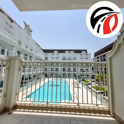 Spacious 1bhk fully fitted kitchen appliances/ 2 balconies with pool side view/ spacious layout/ lu