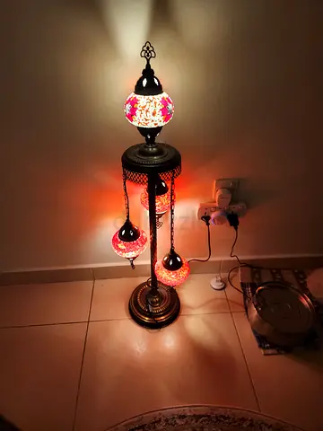 Handmade Turkish Mosaic Floor Lamp - Triple Globe Accent Light