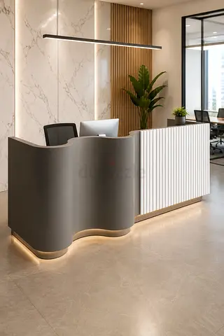 Luxe Medium Reception Desk – Modern Office Reception Counter in Dubai