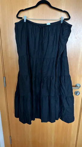 Black Tiered Midi Skirt - Elastic Waist, Casual
