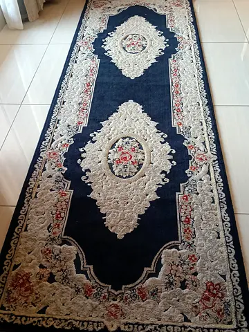 Navy Blue Traditional Runner Rug — 230cm x 80m (approx)