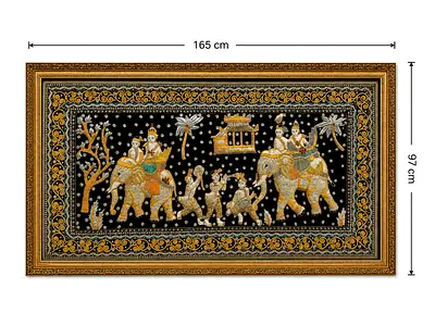 Handcrafted Embellished Indian Elephant Procession Wall Hanging