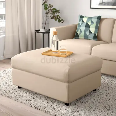 Beige Upholstered Ottoman / Footstool - Good Condition