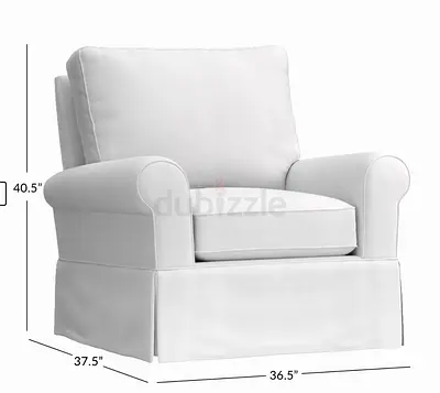 Comfortable White Slipcovered Rocking Armchair and stool