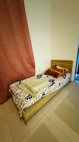Single wooden bed frame with mattress - good condition